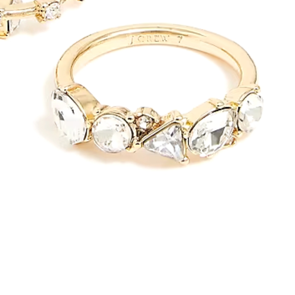 J.Crew crystal layering ring, 6, gold